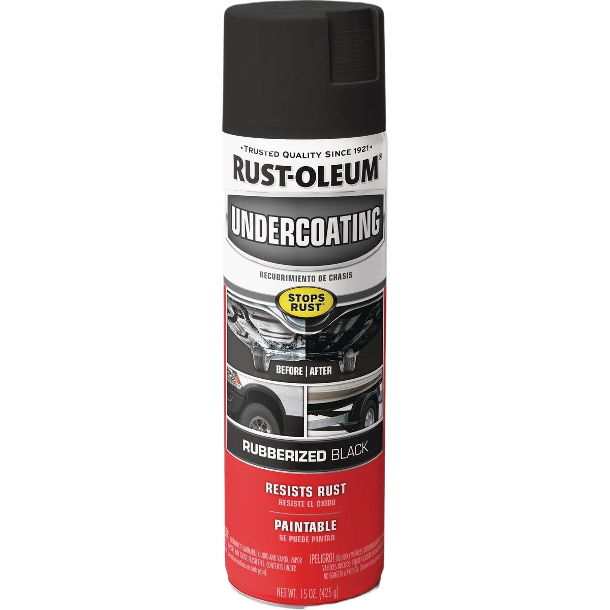 Long-Lasting Rust-Oleum Black Rubberized Paintable Undercoating Spray 15 oz. Fashionable