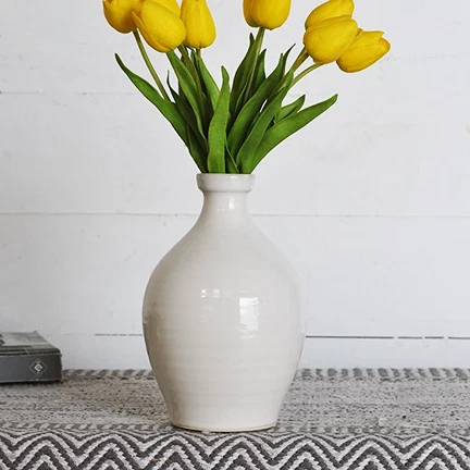 Superior PD Home and Garden White Ceramic Tear Drop Vase 8.5 World-Class