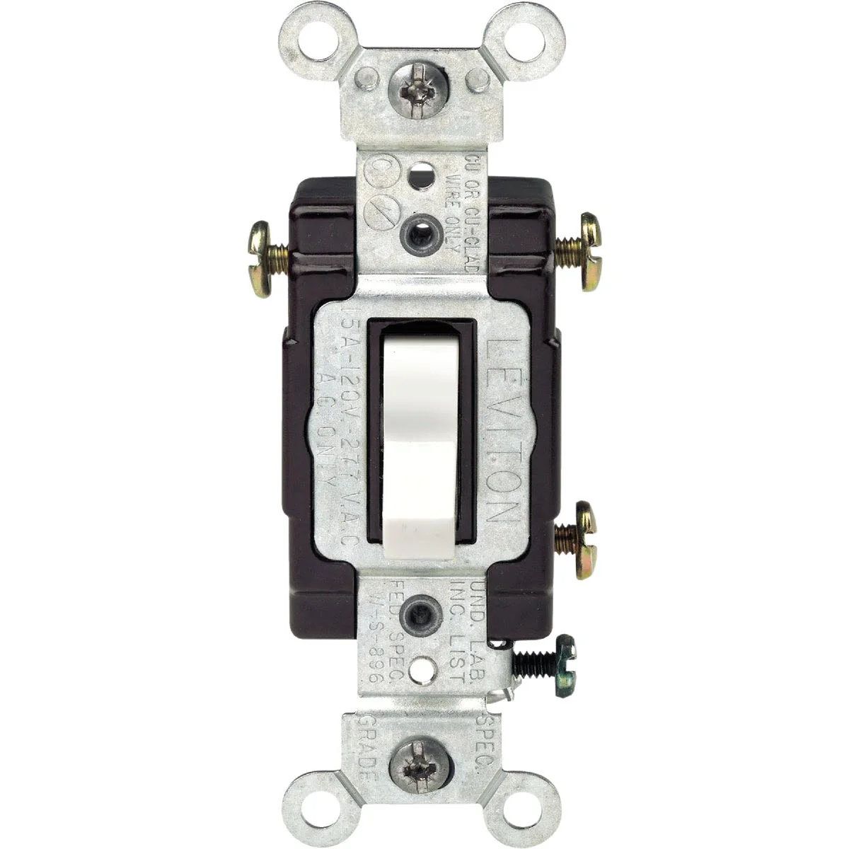 Official Leviton Illuminated Grounded 15 Amp White Toggle 3-Way Switch High-Grade