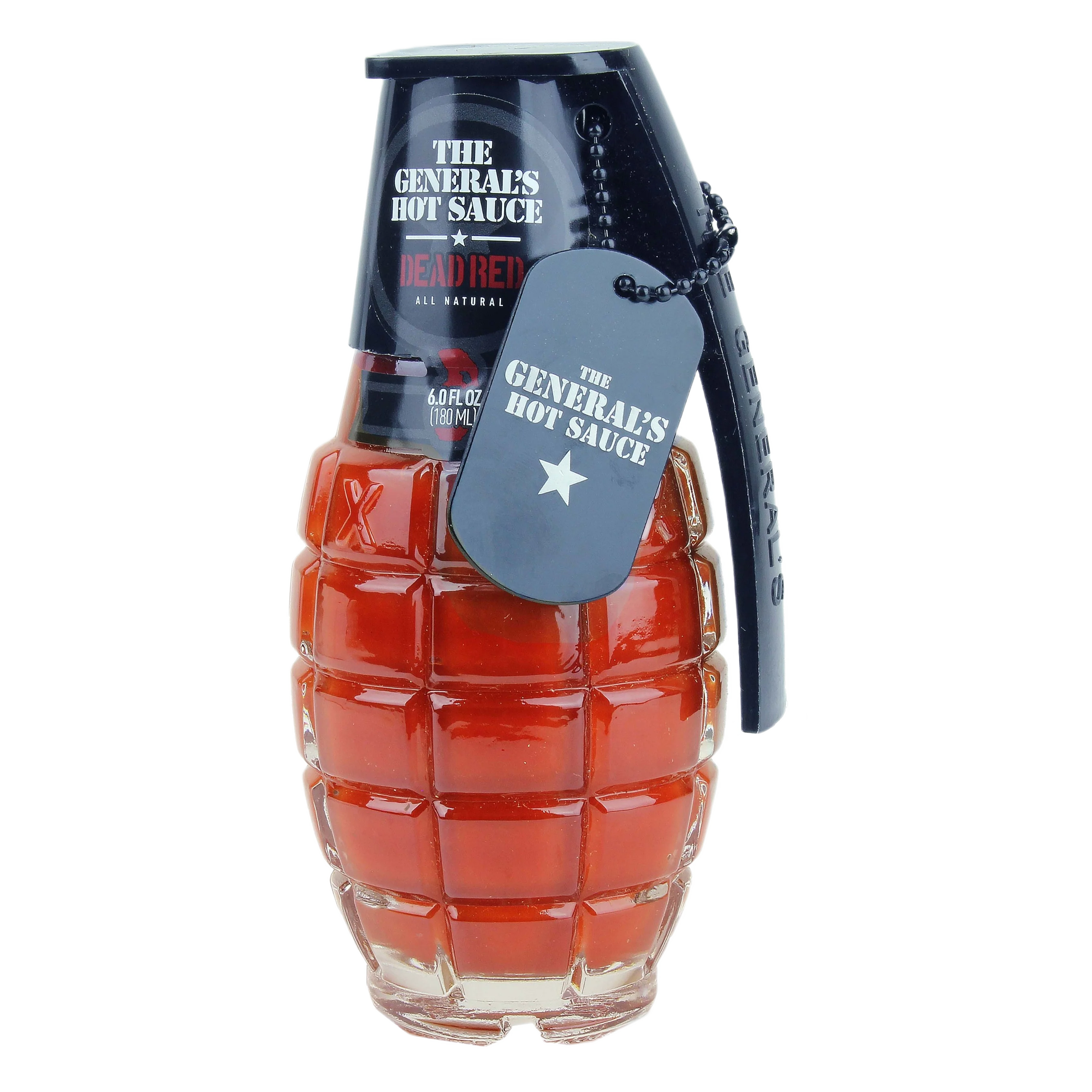 Green The General’s Dead Red All-Natural Hot Sauce Grenade Bottle 6 oz. Solid