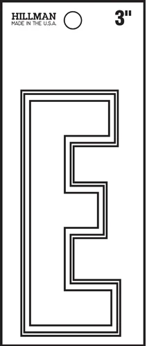 High-Quality Hillman 3 in. White Matte Die Cut Vinyl Sticker Thin Letter E Functional