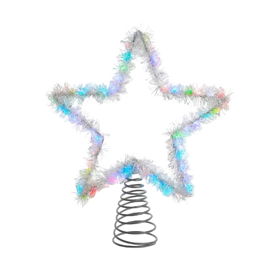 Outstanding Kurt S. Adler Red Green Blue LED Silver Tinsel Star Treetop 12.2 in. Selected