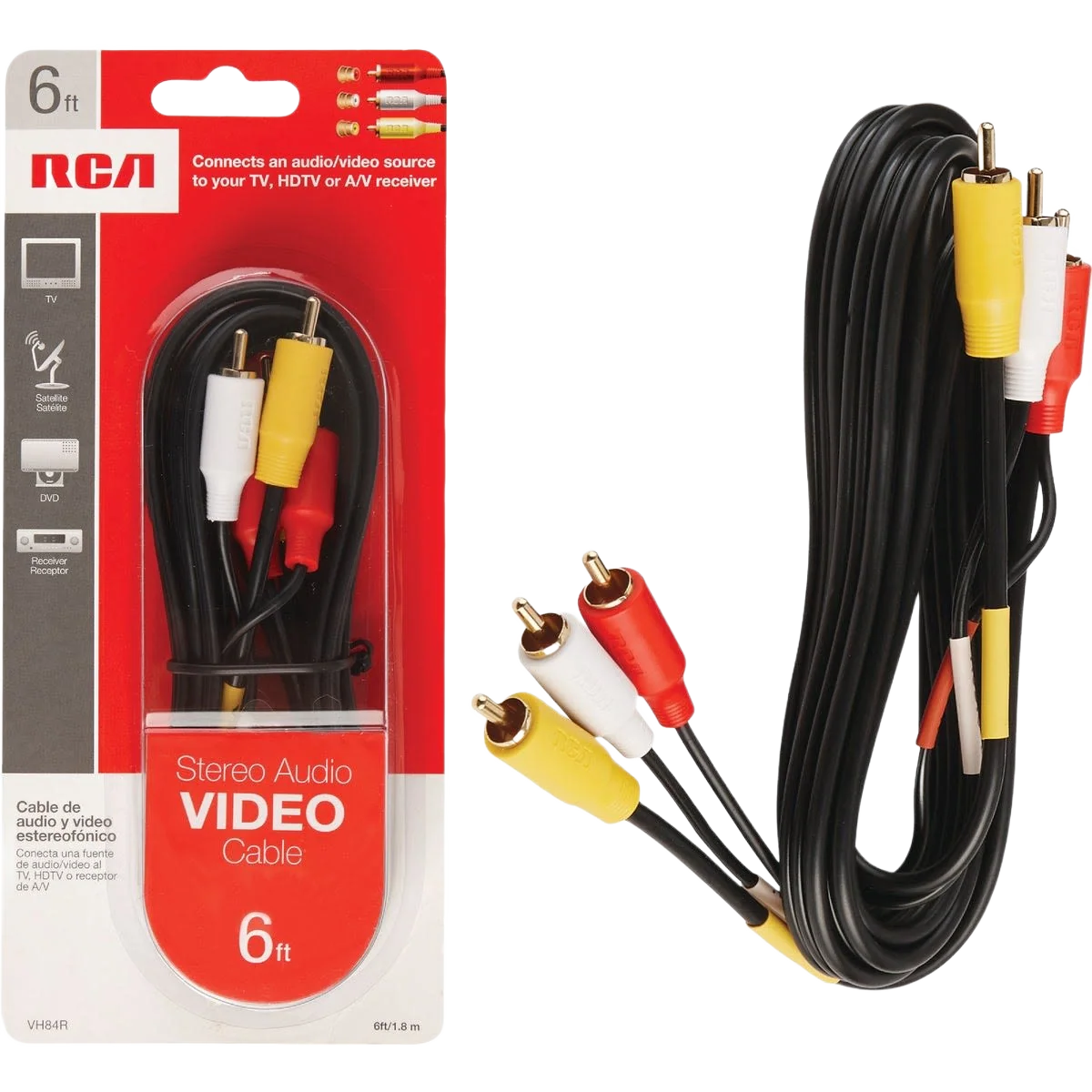 Detailed RCA 6 Ft. Black Audio Video Dubbing Cable Sustainable