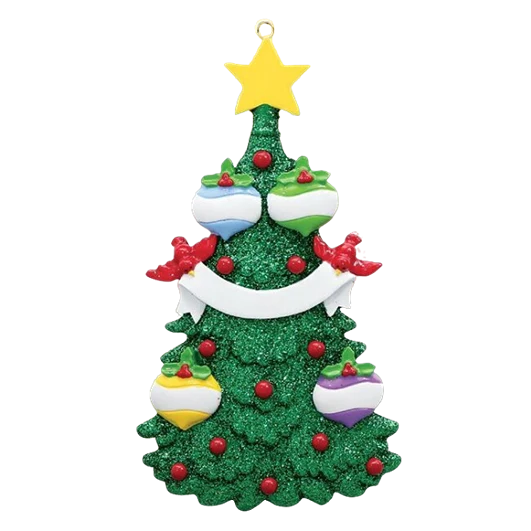Classic Rudolph Me Green Glitter Tree Family of 4 Personalized Ornament Easy-to-Use