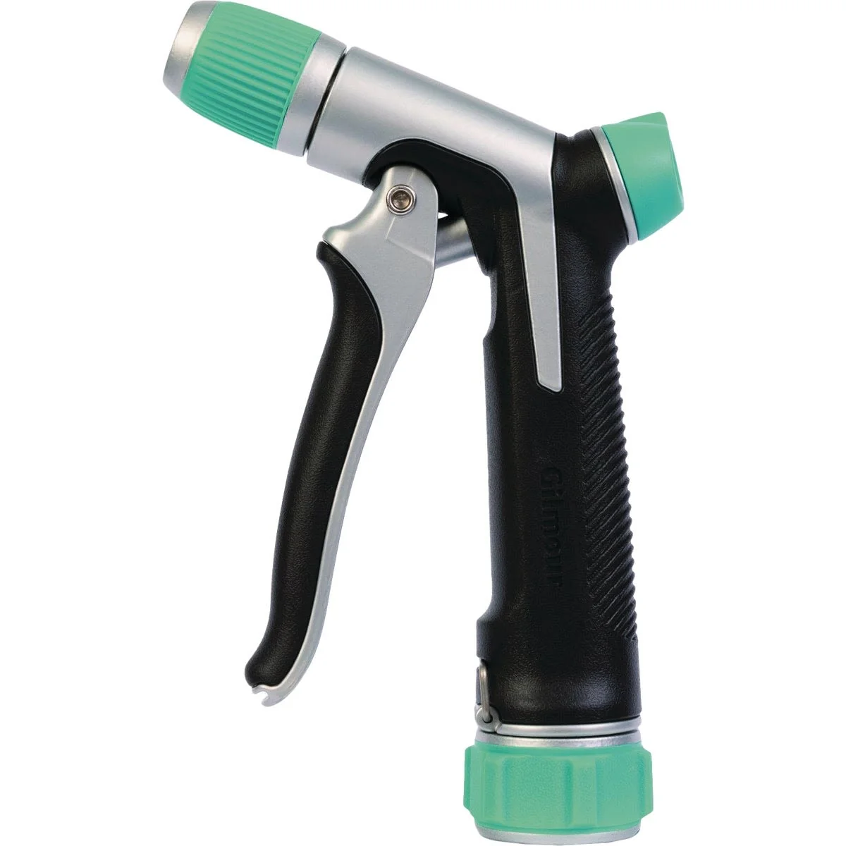 User-Friendly Gilmour Adjustable Black and Green Stainless Steel Pistol Nozzle Comfortable