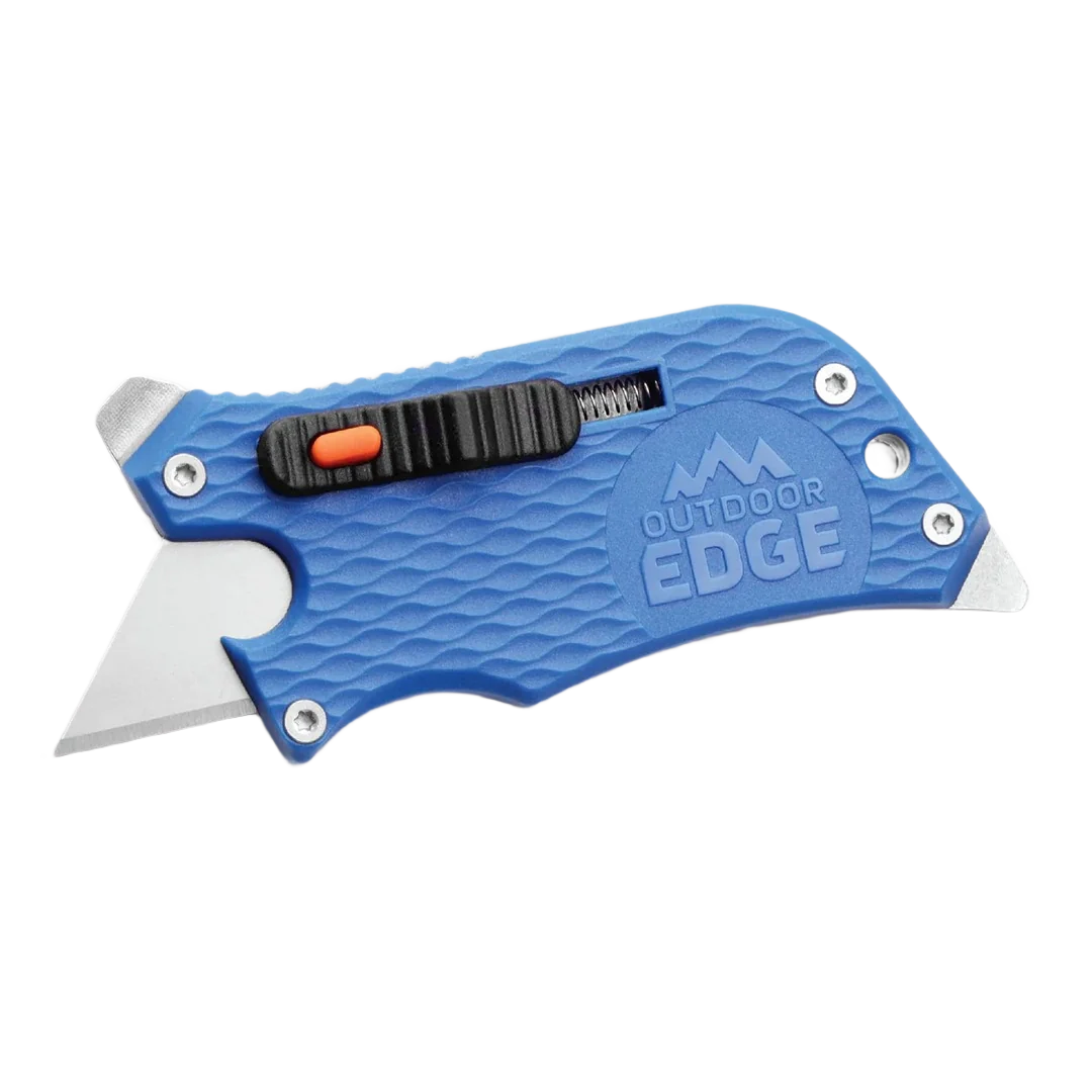 Long-Lasting Outdoor Edge Slidewinder™ Utility Knife Blue Clean
