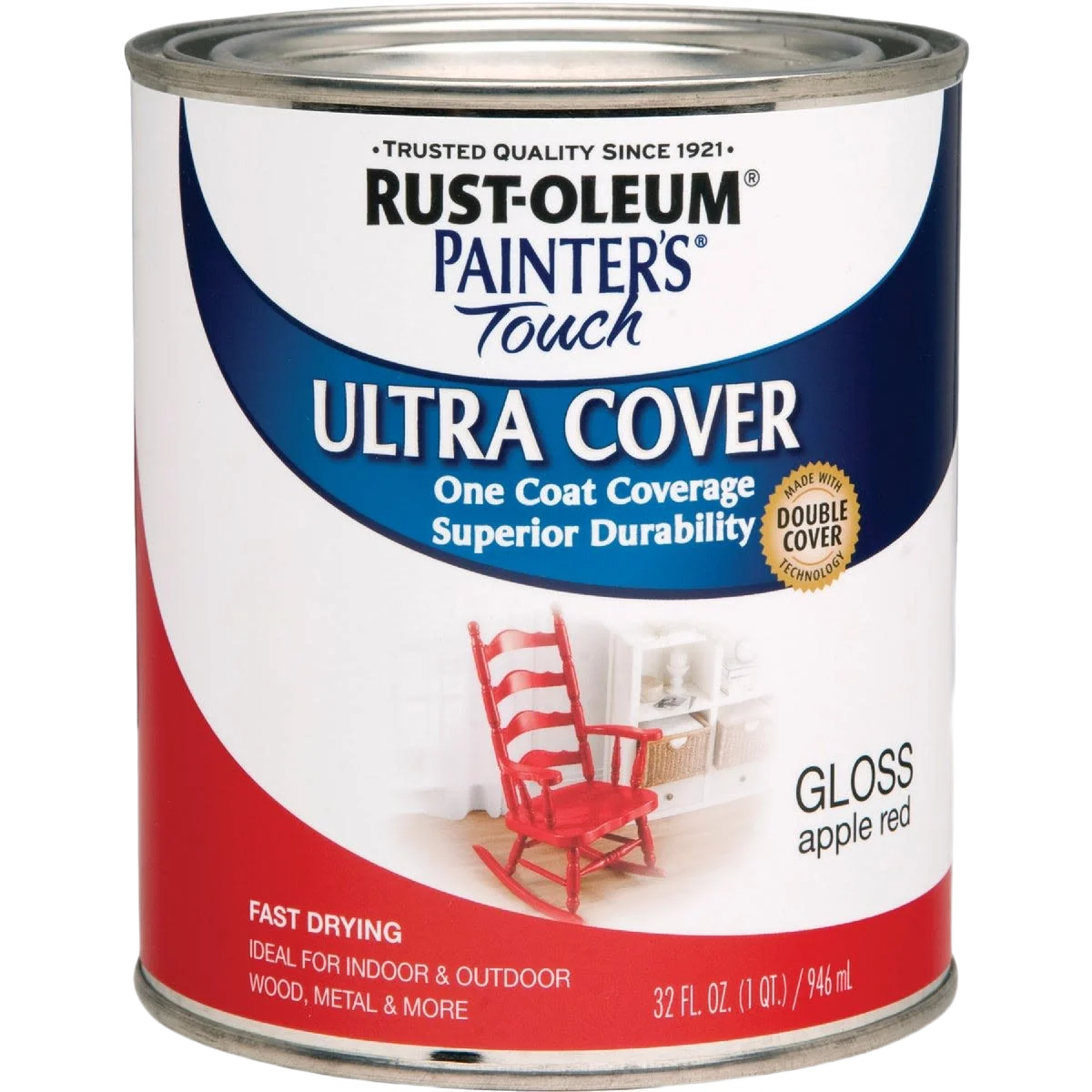 Superior Rust-Oleum Ultra Cover Multi-Purpose Gloss Apple Red Brush-On Paint 1 Quart Modern