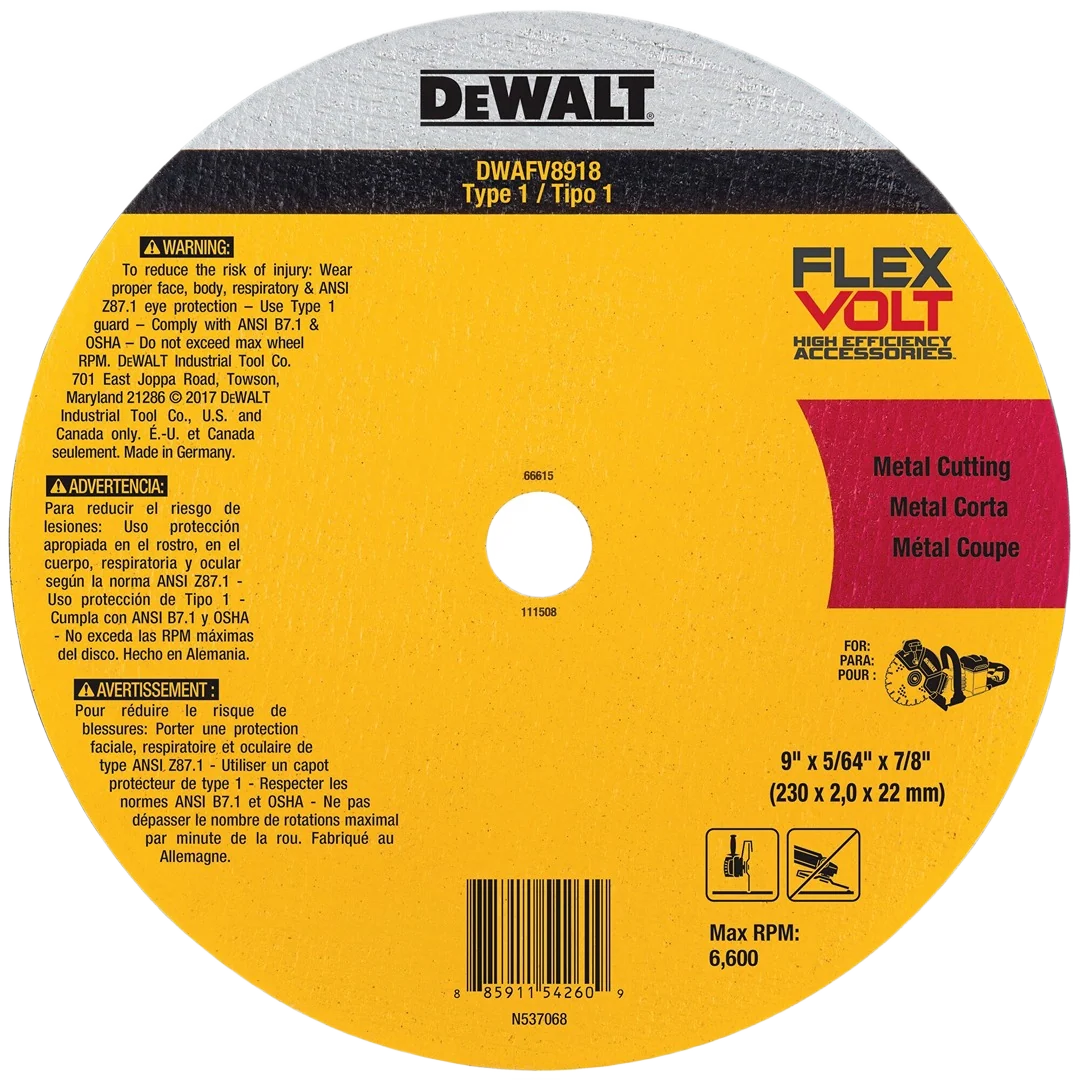World-Class DEWALT FLEXVOLT® 5 64 Type 1 Ceramic Metal Cutoff Wheel Consistent