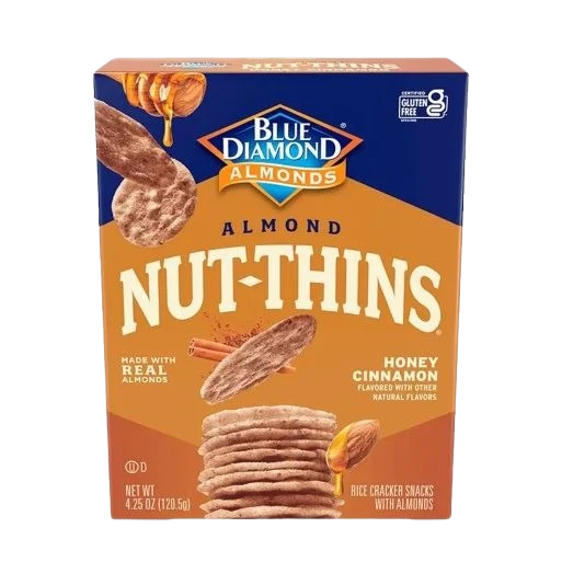 Classic Blue Diamond Almond Nut Thins – Honey Cinnamon – 4.25 oz. Pure