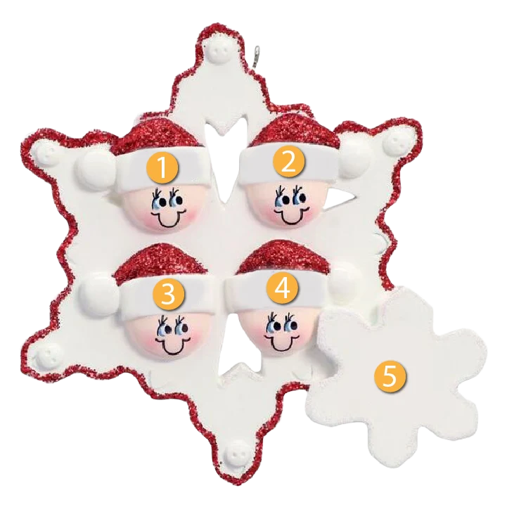 Consistent Rudolph Me Personalized Snowflake Family of 4 Ornament Natural