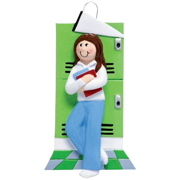 World-Class Rudolph Me Personalized Brown Hair Female at School Ornament Proven