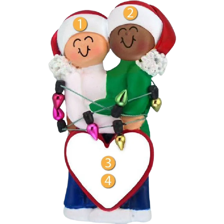 Professional Ornament Central Personalized Interracial Christmas Couple Ornament Comfortable