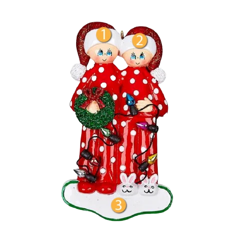 Outstanding Rudolph Me Personalized PJ Couple with Lights Ornament Efficient