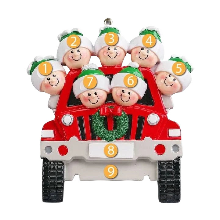 Classic Rudolph Me Personalized SUV Family of 7 Ornament Original