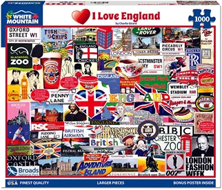 High-End White Mountain Puzzles I Love England Puzzle 1000 Piece Advanced