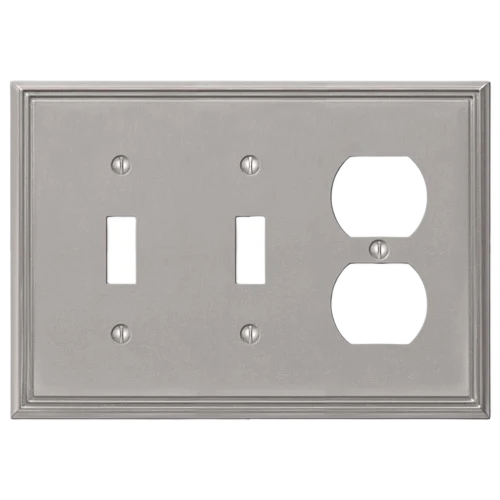 Trendy Amerelle 2 Toggle-1 Duplex Metro Line Metal Brush Nickel Refined