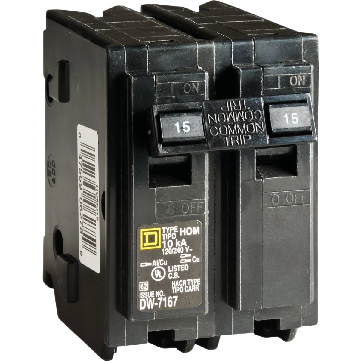 High-Grade Square D Homeline 15A Double-Pole Circuit Breaker Smooth