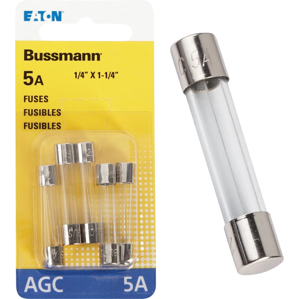 High-Performance Bussmann Fuses 5A Glass Tube Automotive Fuse 5-Pack Unique