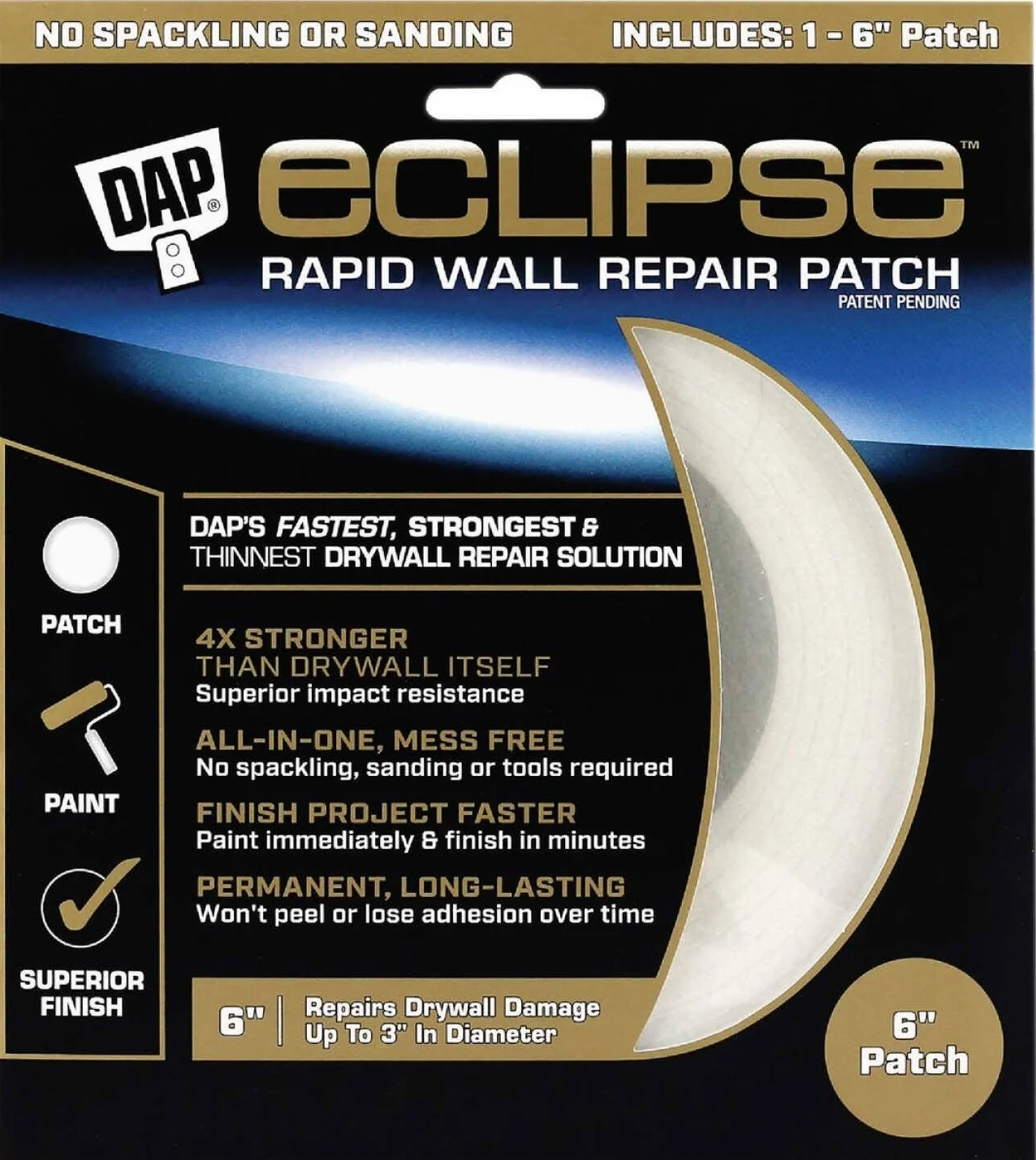 Contemporary DAP Eclipse 6 in. Rapid Wall Repair Patch Stylish
