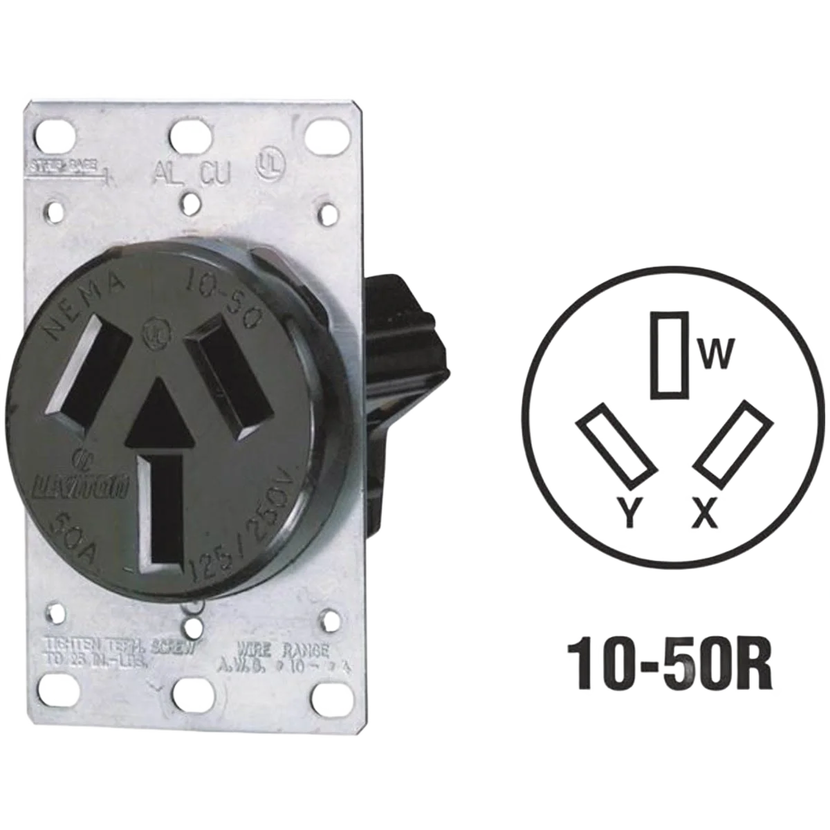 Innovative Leviton 50 Amp Flush Mount Black Non-Grounding Range Power Outlet Classic