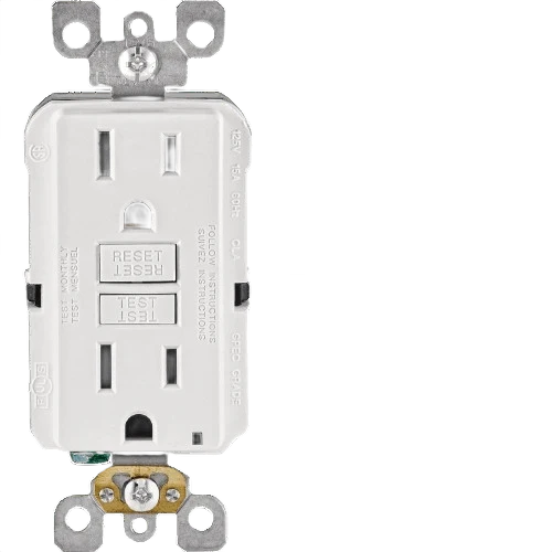 Environmentally Friendly Leviton SmartlockPro Self-Test White Commercial Grade 5-15R GFCI Outlet Smooth