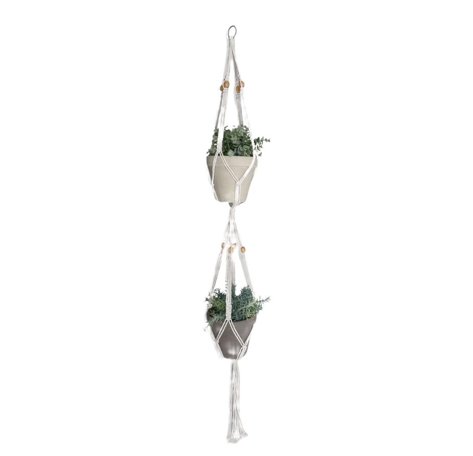 Sustainable Meesh Drops 6 Standard Double Pot Macrame Hanger 52 Length Consistent