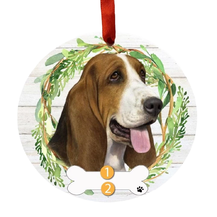 Solid E S Pets Personalized Basset Hound Face Wreath Ornament Organic