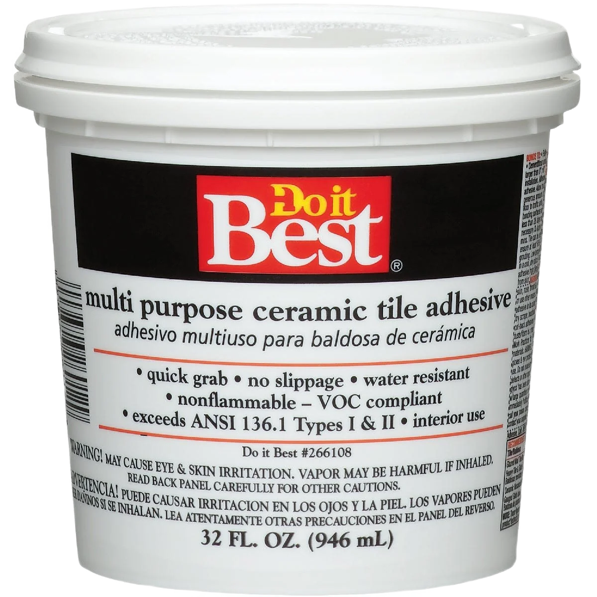 Fast Do it Off-White Multi Purpose Ceramic Tile Adhesive 1 Quart Secure