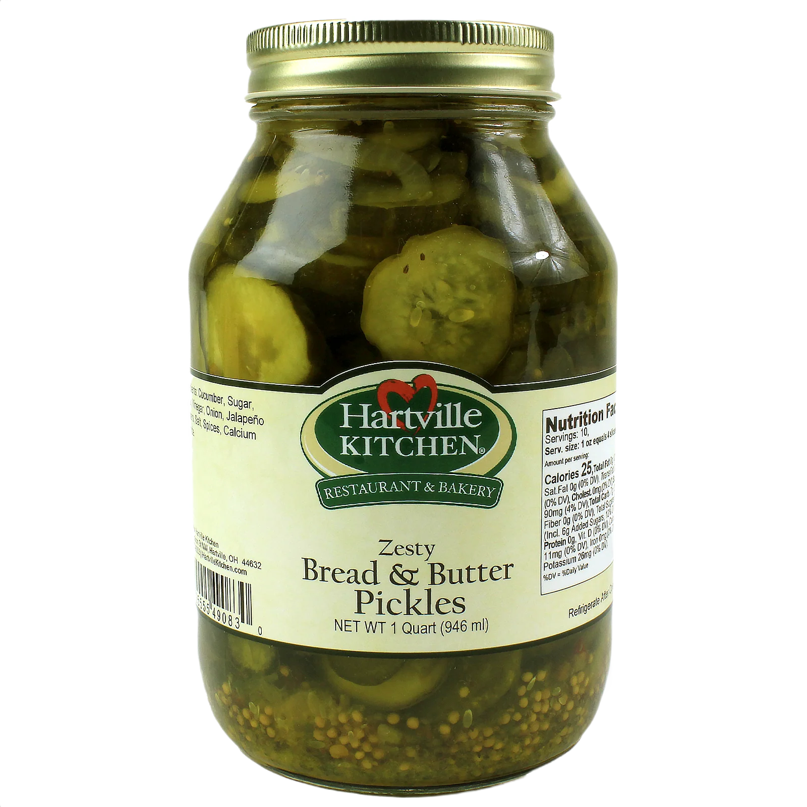 High-Performance Hartville Kitchen Zesty Bread Butter Pickles 1 Quart Recyclable