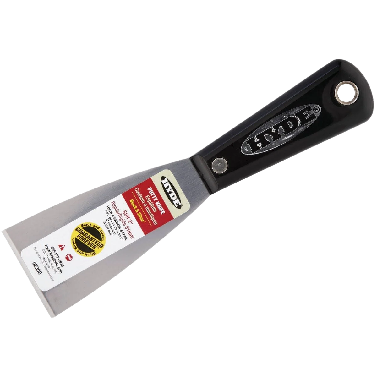 Lightweight Hyde Black Silver Stiff Professional Putty Knife 2 in. Durable