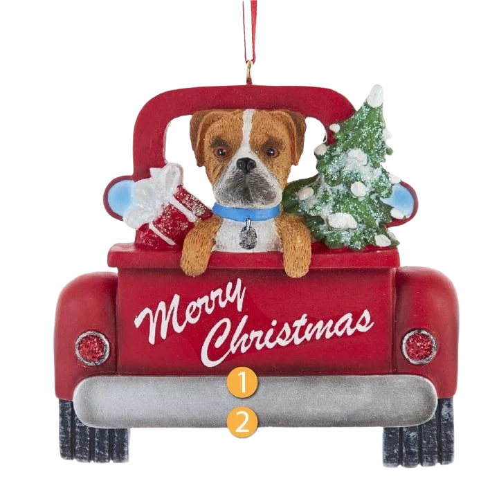Exclusive Kurt S. Adler Personalized Merry Christmas Boxer In Red Truck Ornament Efficient
