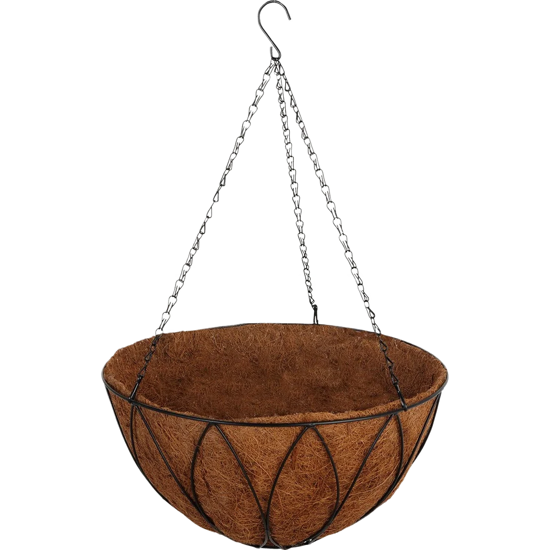 Top-Quality Garden 16 Steel Rod Black Powder Coat Hanging Contemporary Plant Basket Unique
