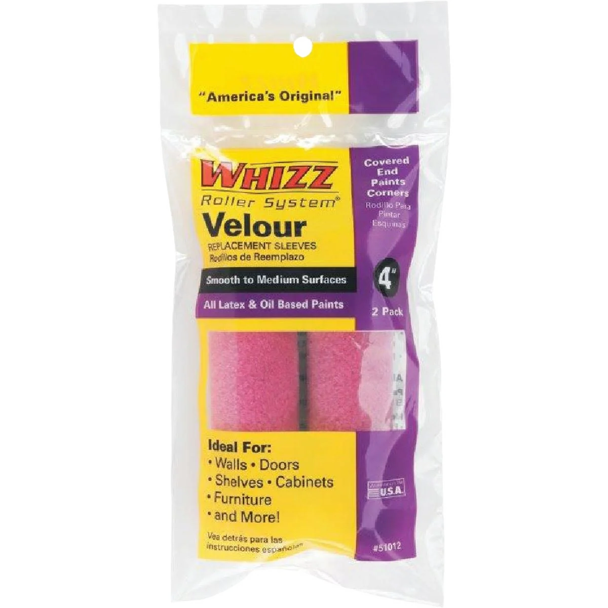 Carefully Designed Whizz Purple Velour Specialty Roller Cover 4 x 3 16 in. 2-Pack Long-Lasting