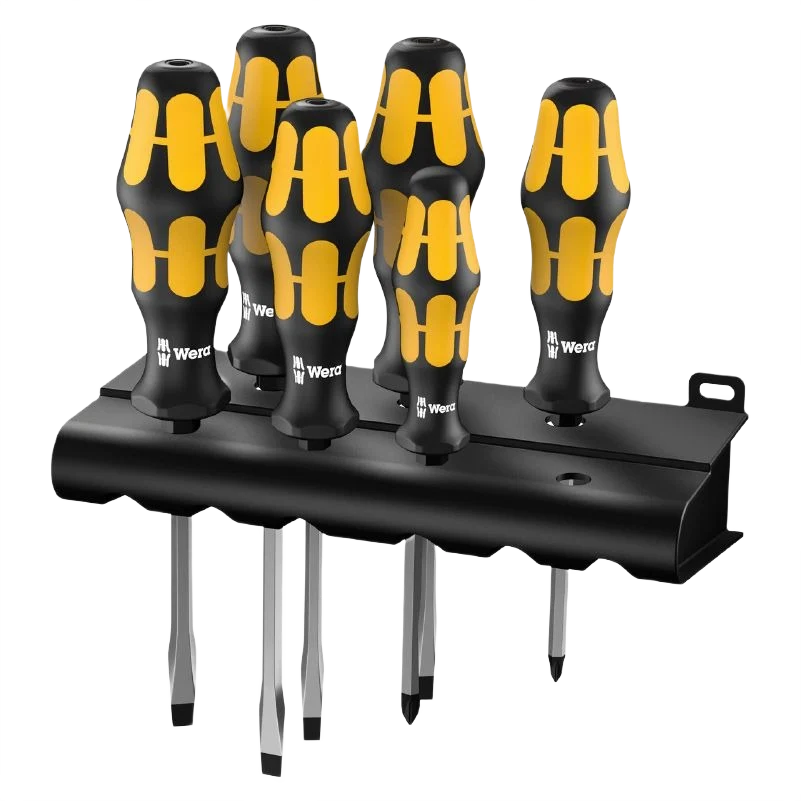 Luxury Wera Kraftform Plus Slotted Phillips Screwdriver Set with Rack 6 Pieces Refined