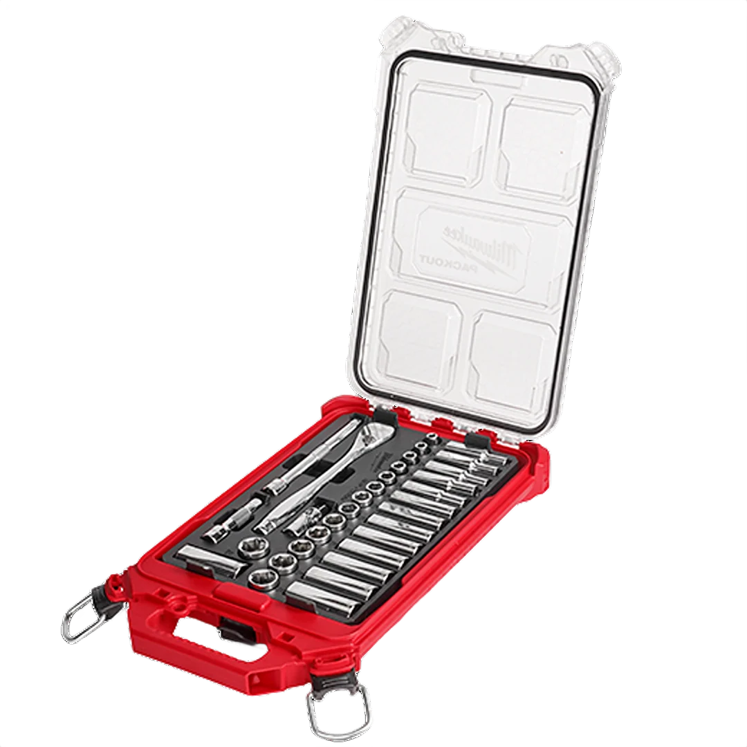 Smooth Milwaukee 32-PC 3 8 Metric Ratchet Socket w PACKOUT Low-Profile Organizer Relaxed
