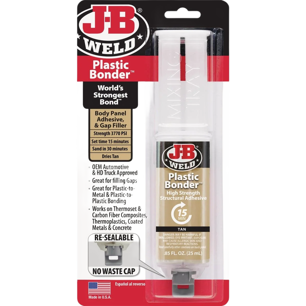 Responsible J-B Weld Tan Plastic Bonder Epoxy Syringe 0.85 oz. Prestigious