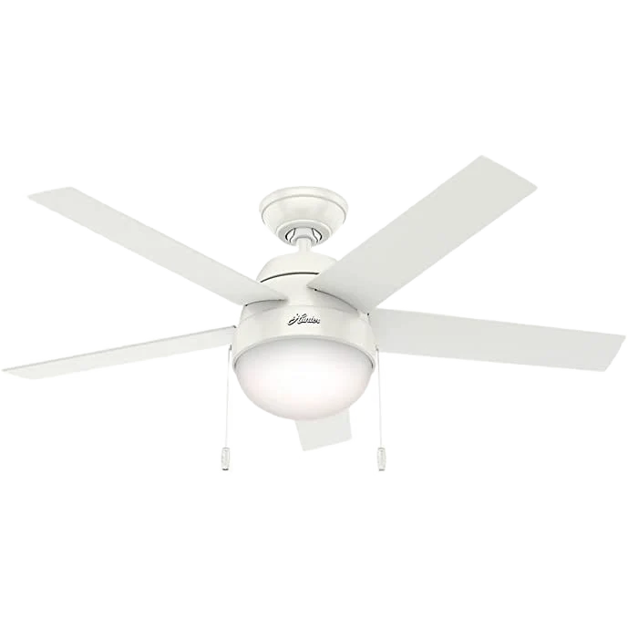 Premium Material Hunter Anslee Fresh White Ceiling Fan with Light 46 in. Soft