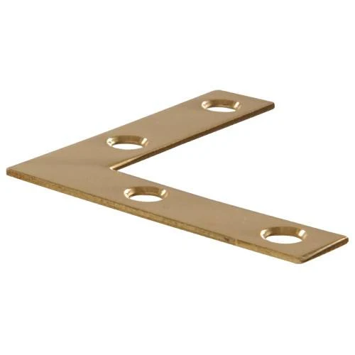 World-Class Hillman Bright Brass Solid Brass Flat Corner Iron 2 in. Traditional