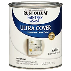 Artisan Rust-Oleum Painters’ Touch Satin Blossom White Ultra Cover Latex Paint 1 Qt. Premium Material
