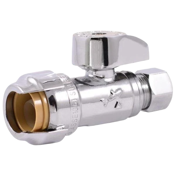 Premium SharkBite 1 2 in. x 3 8 in. Compression Brass Push Straight Stop 4-Pack Smooth