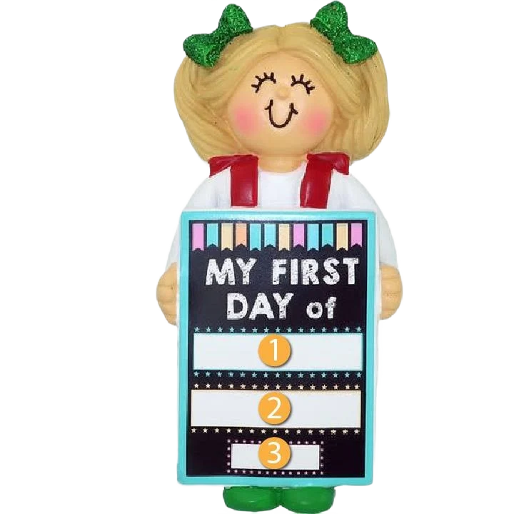 Environmentally Friendly Ornament Central Personalized Blonde Female My 1st Day Of School Ornament Pure