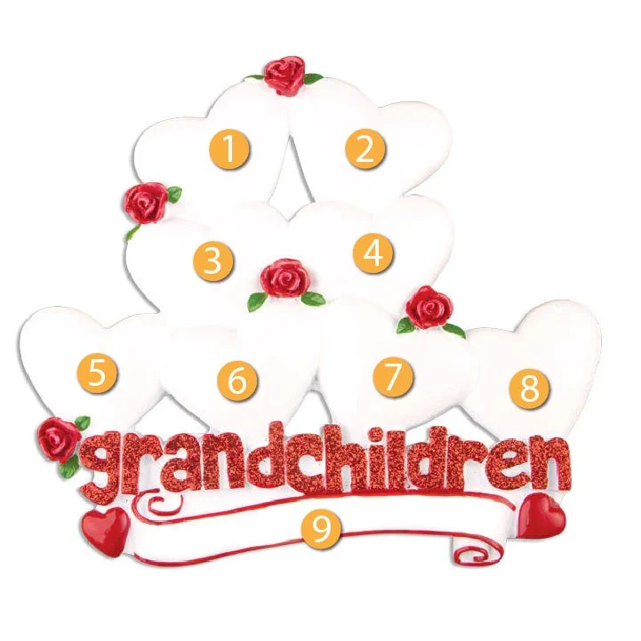 Flexible PolarX Personalized Grandchildren with Eight Hearts Ornament Traditional