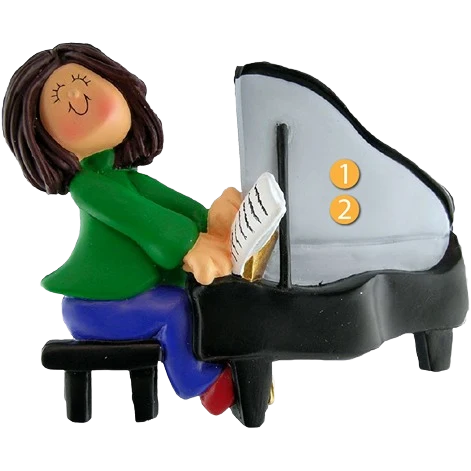 High-Grade Ornament Central Personalized Brunette Female Musician Playing Piano Ornament Powerful