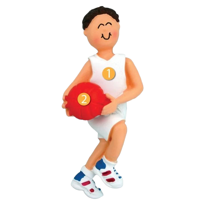 Superior Ornament Central Personalized Brunette Male Basketball Player Ornament Elite