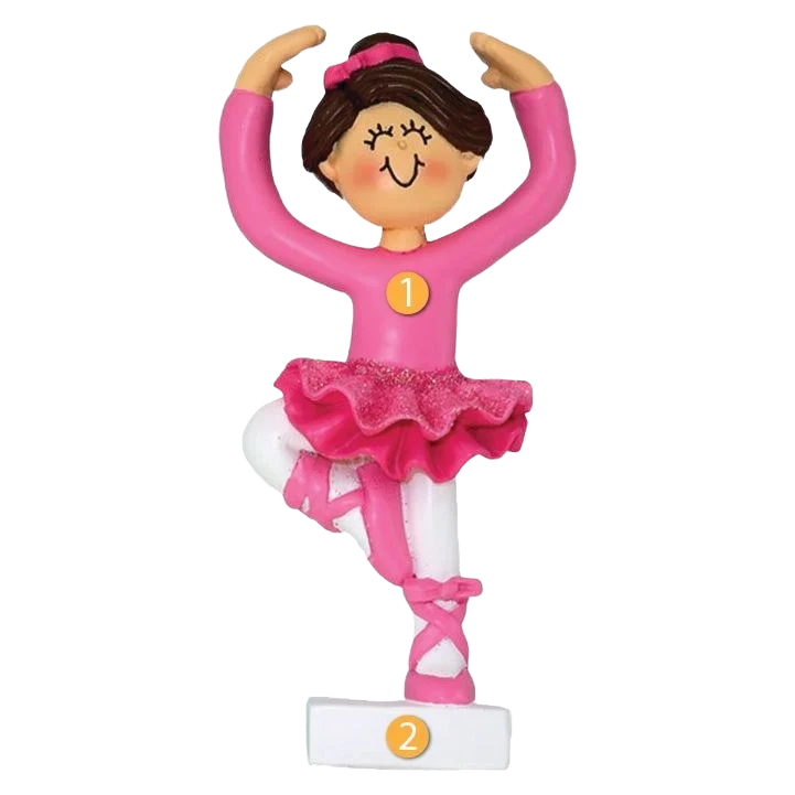 Luxury Ornament Central Personalized Brunette Female Ballerina Ornament Expertly Made