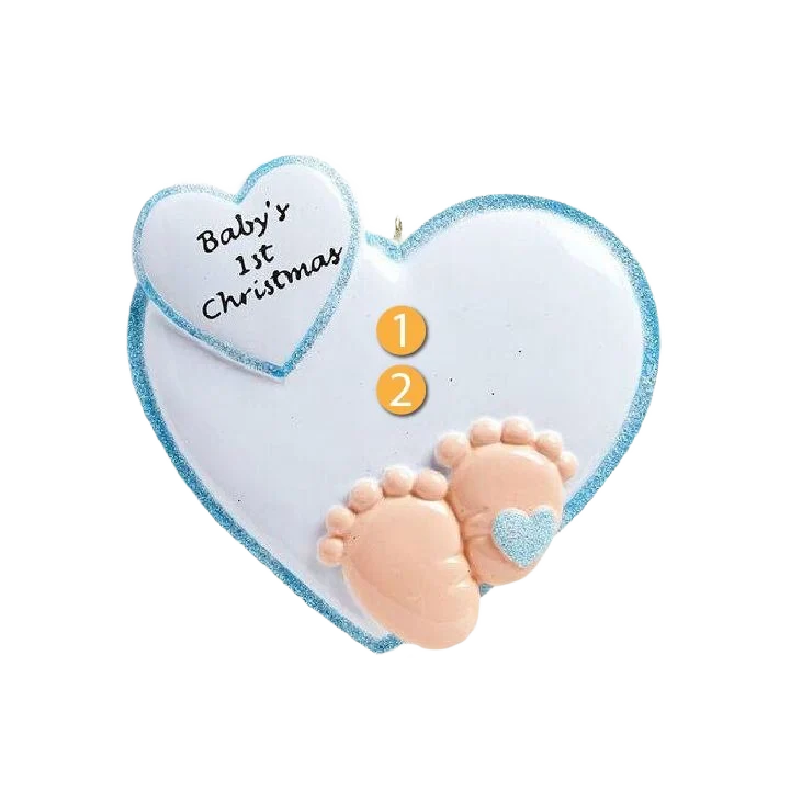 Carefully Designed Rudolph Me Personalized Baby Feet in Blue Ornament Artisan