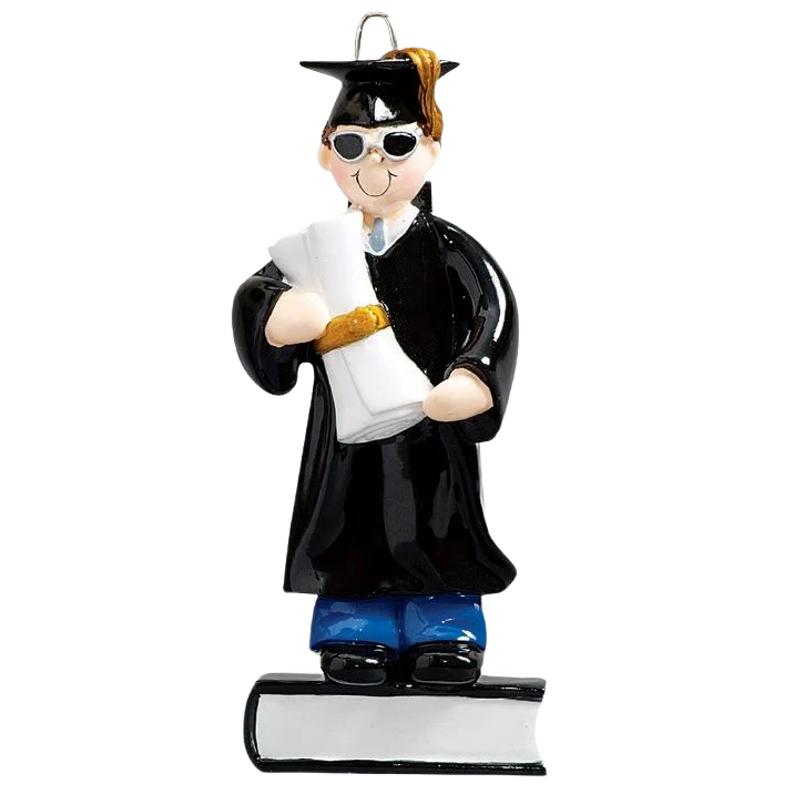 High-Grade Rudolph Me Personalized Brown Hair Male Graduate Ornament Prestigious