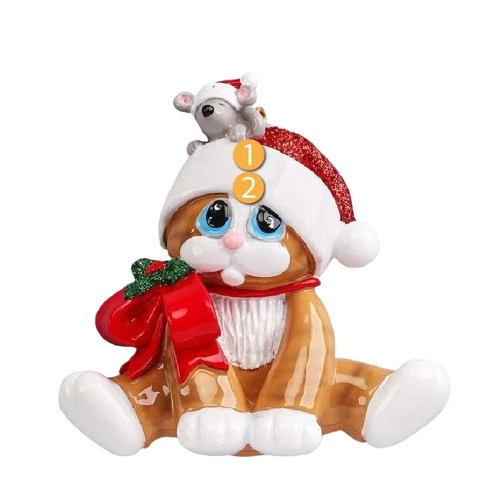 Environmentally Friendly Rudolph Me Personalized Tiger Kitty with Mouse Ornament Lightweight