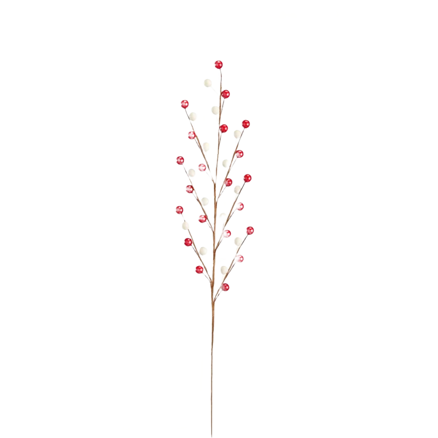Traditional Treemont Floral Red White Berry Spray 19 in. Powerful
