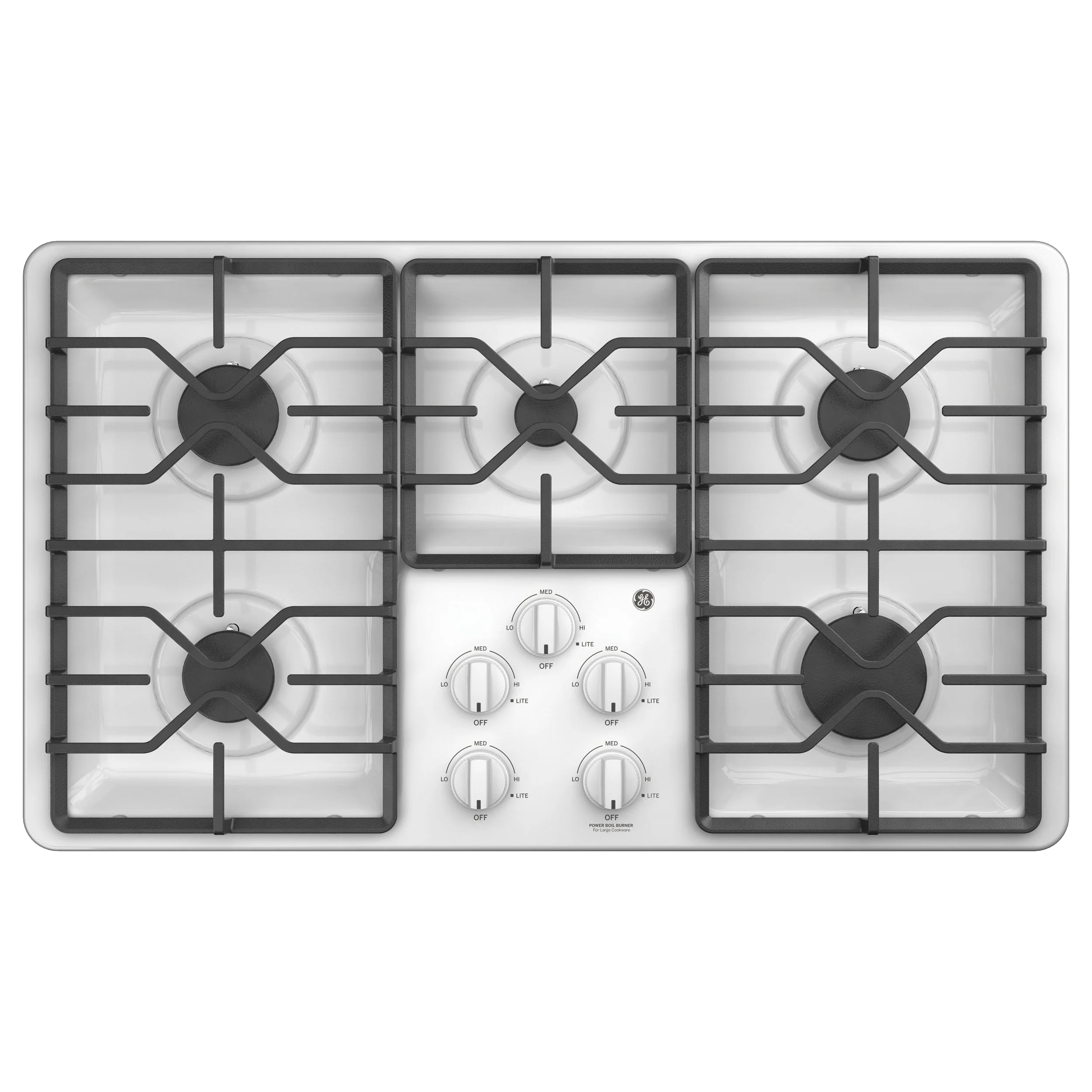 Solid GE® 36 Built-In Gas Cooktop with Dishwasher-Safe Grates Refined